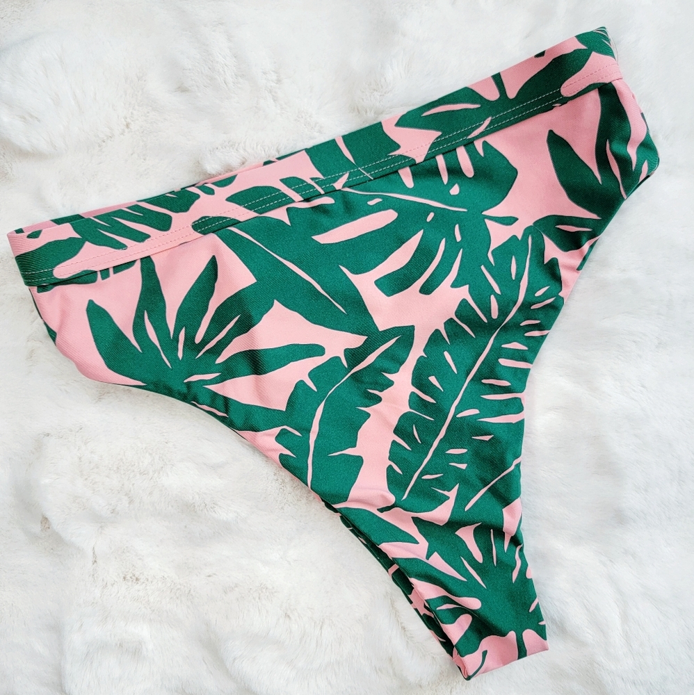 🕊️ Volcom Boho Palm Leaf High Waist Cheeky Bikini Bottoms size Small